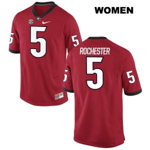 Women's Georgia Bulldogs NCAA #5 Julian Rochester Nike Stitched Red Authentic College Football Jersey DKJ1354CO